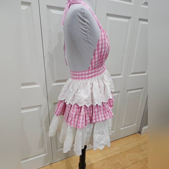 ~SOLD~ Dolls Kill Sugar Thrillz Pink Gingham Tiered Halter Smore Sweetness Dress - Picture 4 of 10
